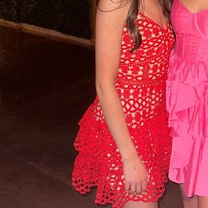 Lulus Red crochet mini dress